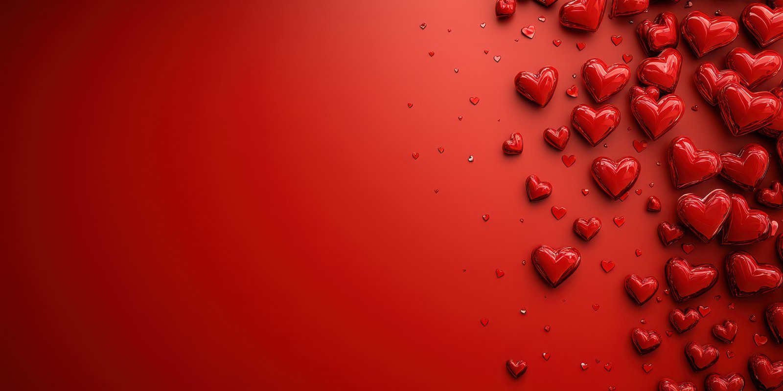 Red hearts scattered on a vibrant background creating a romantic atmosphere for special occasions and celebrations